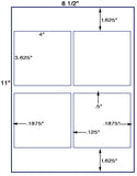US1442-4''x3.625''-4 up label on a 8 1/2"x11" label sheet.
