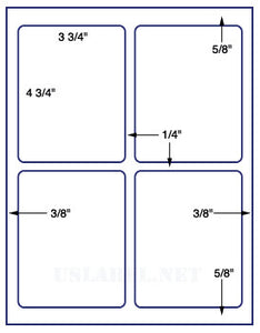 US1460-3.75''x4.75''-4 up #6878 a 8.5 x 11 label sheet.