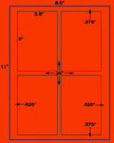 US1482-3.5''x 5"-4 up sq.cr. label on 8.5"x11" label sheet.