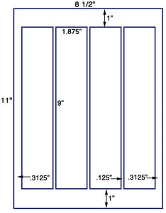 US1522-1.875'' x 9''-4 up on a 8 1/2" x 11" label sheet.