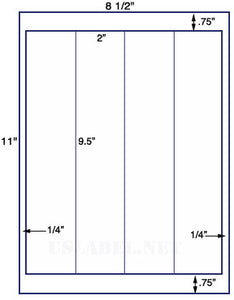 US1525-2''x9.5''-4 up on a 8 1/2" x 11" label sheet.