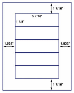 US1585-1 5/8''x5 7/16''-5 up on a 8 1/2" x 11" label sheet.