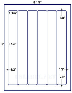 US1621-9 1/4'' x 1 1/4''-6 up on a 8 1/2" x 11" label sheet.