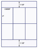 US1821 - 2.833'' x 4'' - 6 up on a 8 1/2" x 11" label sheet.