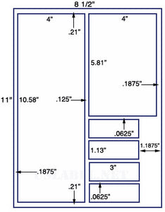 US1824-4"x10.58",4''x5.81'' on a 8 1/2" x 11" label sheet.
