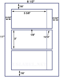 US1825-3"x5 5/8''-3 up on a 8 1/2" x 11" label sheet.