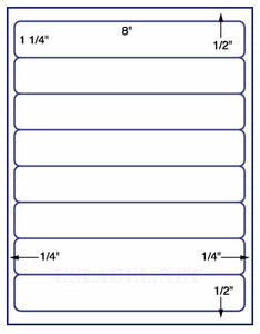 US1970-8''x1 1/4''- 8 up on a 8 1/2" x 11" label sheet.