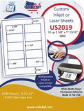 US2019-3 3/8''x1 13/16''-10 up on a 8 1/2"x11" label sheet.