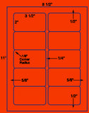 1,000 Fluorescent Red Laser Only sheets with Permanent adhesive