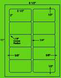 1,000 Fluorescent Green Laser Only sheets with Permanent adhesive