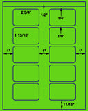 1,000 Fluorescent Green Laser Only sheets with Permanent adhesive