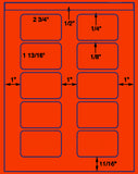 1,000 Fluorescent Red Laser Only sheets with Permanent adhesive