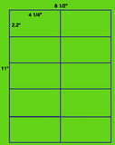 1,000 Fluorescent Green Laser Only sheets with Permanent adhesive