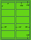 1,000 Fluorescent Green Laser Only sheets with Permanent adhesive