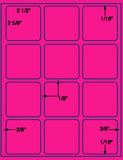 US3060-2 1/2''x2 5/8''-12 up on a 8 1/2" x 11" label sheet.