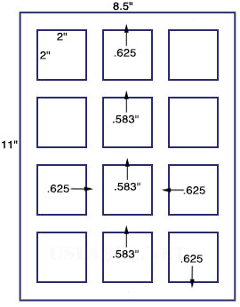 US3066- 2'' Square-12 up label on a 8 1/2