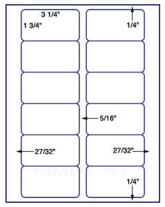 US3081-3 1/4''x1 3/4''-12 up on a 8 1/2" x 11" label sheet.