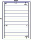 US3132-7.5''x.81'' -13 up on a 8 1/2" x 11" label sheet.