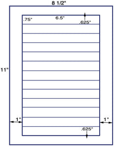 US3133-6.5''x.75''-13 up on a 8 1/2" x 11" label sheet.