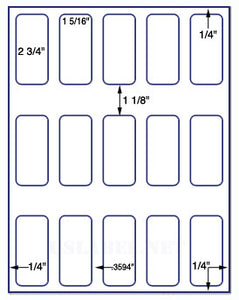 US3295 - 1 5/16'' x 2 3/4'' -15 up on a 8 1/2" x 11" label sheet