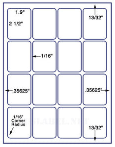 US3383-1.9''x2.5''-16 up on a 8 1/2" x 11" label sheet.