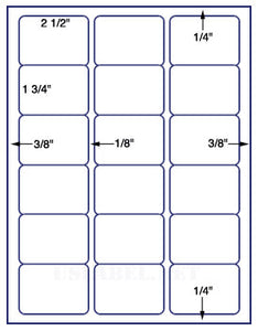 US3398-2 1/2''x1 3/4''-18 up on a 8 1/2"x11" label sheet.