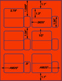 1,000 Fluorescent Red Laser Only sheets with Permanent adhesive