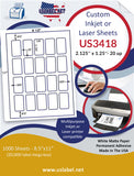 US3418-2.125''x1.25''-20 up on a 8.5" x 11" label sheet.