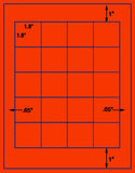 1,000 Fluorescent Red Laser Only sheets with Permanent adhesive