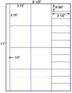 US3426-2.75"square 8 up on a 8 1/2" x 11" label sheet.