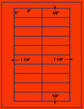US3430-3''x1''-20 up on a 8 1/2" x 11" label sheet.
