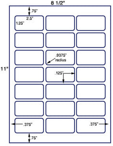 US3481-2.5''x1.25''-21 up on a 8.5"x11" label sheet.