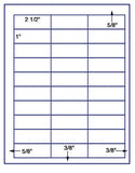 US3599-2 1/2''x1''-30 up on a 8 1/2" x 11" label sheet.