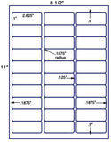 US3643-2.625'' x 1''-30 up on a 8 1/2" x 11" label sheet.