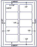 US4005-3 1/16''x1 13/16''-10 up on 8 1/2"x11" label sheet.