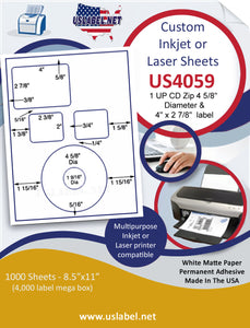US4059-4 5/8''Dia 1 upon a 8 1/2" x 11" label sheet.