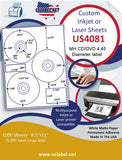 US4081-MH-DVD 4.45'' on a 8/1/2"x 11" label sheet.
