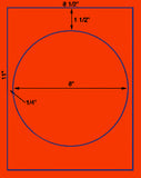 US4148 - 8'' circle on a 8 1/2" x 11" label sheet.