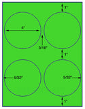 1,000 Fluorescent Green Laser Only sheets with Permanent adhesive