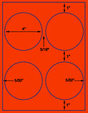 1,000 Fluorescent Red Laser Only sheets with Permanent adhesive