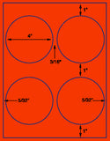 US4167-4''circle 4 up on a 8 1/2" x 11" label sheet.