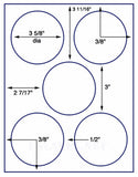 US4172-3 5/8'' Circle 5 up on a 8 1/2"x11" label sheet.