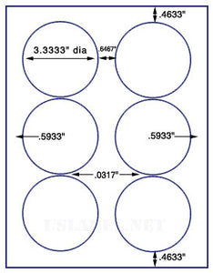 US4180-3.333" #5295 circle -8 1/2"x11" label sheet.