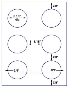 US4182-2 1/2''circle 6 up on a 8 1/2" x 11" label sheet.