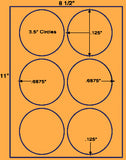 US4183-3.5''circle 6 up on a 8 1/2" x 11"label sheet.