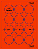 US4199 - 2 1/4'' circle 12 up on a 8 1/2" x 11" label sheet