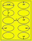 US4320-3 1/4''x 2''Oval 10 up on a 8 1/2"x11" label sheet.