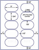 US4321-3''x1 3/4''Oval 10 up on a 8 1/2"x11" label sheet.