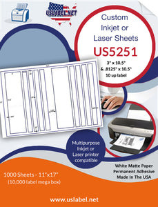 US5251-3" x 10.5" 10 up label on a 11'' x 17'' sheet.