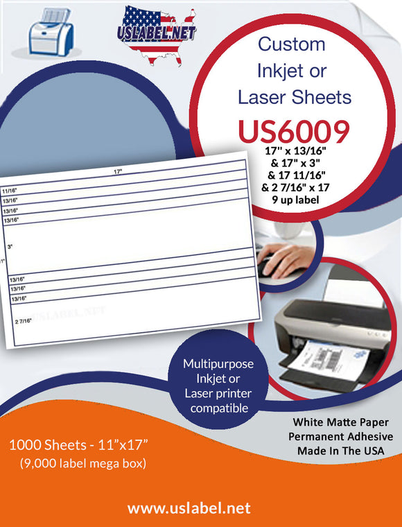 US6009-17''x13/16'' -9 up Label on a 11'' x 17'' sheet.